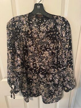 Renee C. Black Floral Blouse